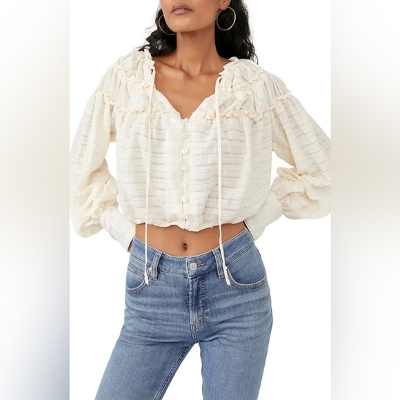 NWT Free People Hailey Crop Sleeve Blouse* - Picture 5 of 8
